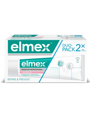 Elmex Dentifrice Sensitive Professional Répare et Prévient Lot de 2 x 75 ml