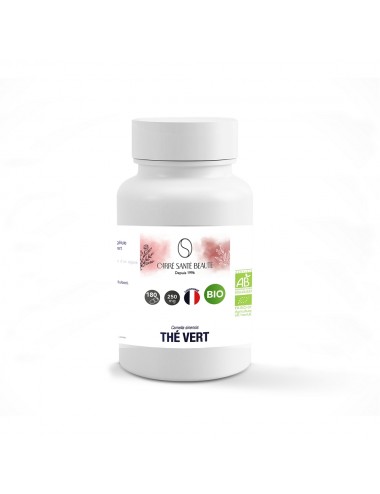 Complément Alimentaire à Base de Poudre de Thé Vert Bio Dosée à 250mg 180 Gélules