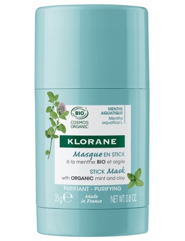 Klorane Masque en stick à la Menthe Aquatique Bio 25g