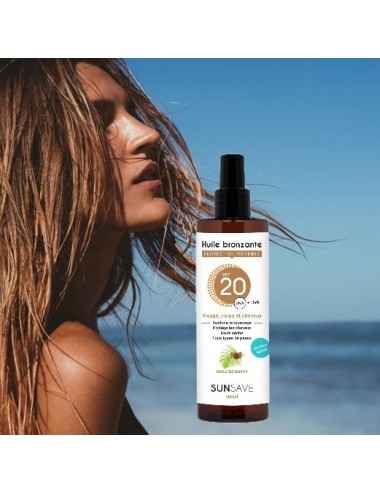 Sunsave Huile Solaire Visage Corps et Cheveux SPF20 200ml