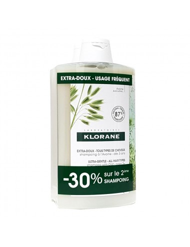 Klorane Shampoing à l'Avoine Lot de 2 x 400ml