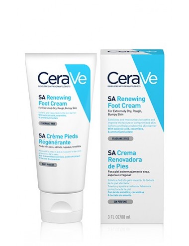 CeraVe SA Crème Pieds Régénérante pour les pieds très secs, abîmés et rugueux 88ml
