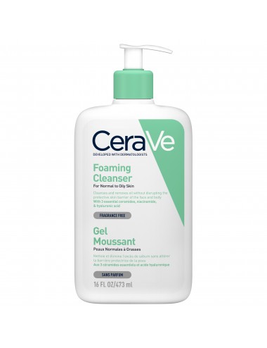 CeraVe Gel Moussant visage pour les peaux normales à grasses 473 ml