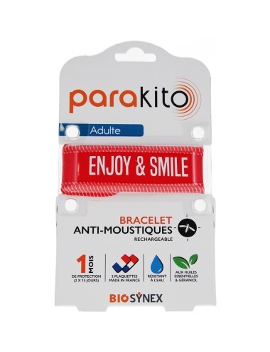 Parakito Bracelet Anti-Moustiques Rechargeable Adulte - Good Vibes Rouge