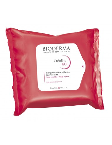 Bioderma Créaline H2O Lingettes démaquillantes Visage et Yeux peaux sensibles 25 Lingettes