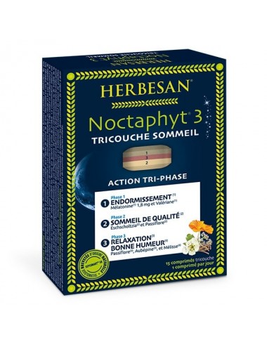 Herbesan Noctaphyt 3 Tricouche Sommeil 15 comprimés