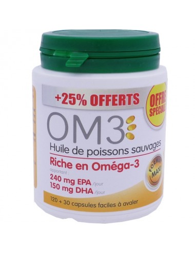 OM3 Huile de Poissons Sauvages 120 + 25%