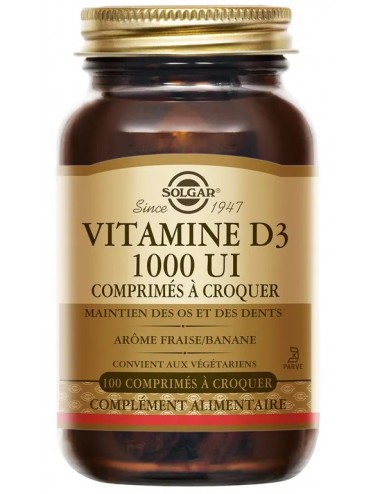 Solgar Vitamine D3 1000 UI 100 Comprimés à croquer 