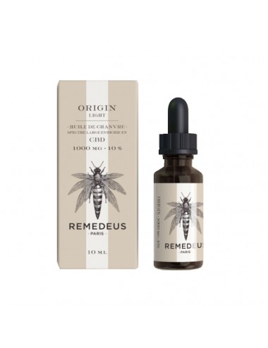 Remedeus Origin Light Huile de Chanvre Spectre Large Enrichie en CBD 1000mg 10% 10ml