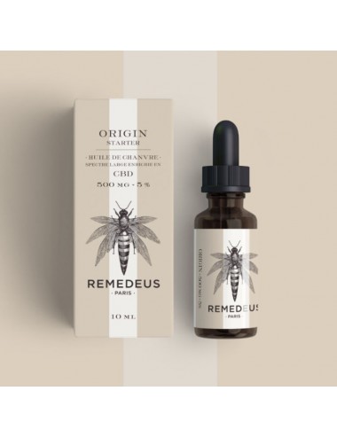 Remedeus Origin Starter Huile de Chanvre Spectre Large Enrichie en CBD 500mg 5% 10ml