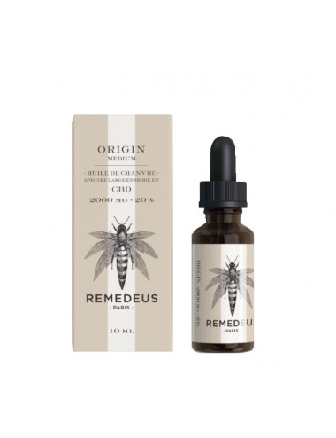 Remedeus Origin Medium Huile de Chanvre Spectre Large Enrichie en CBD 2000mg 20% 10ml