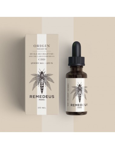 Remedeus Origin Medium Huile de Chanvre Spectre Large Enrichie en CBD 2000mg 20% 10ml