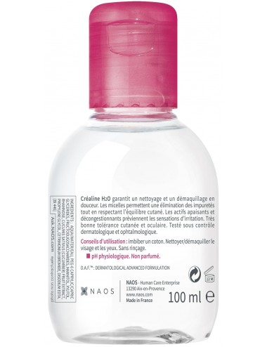 Bioderma Créaline H2O Eau Micellaire Démaquillante Visage et Yeux peaux sensibles 100ml