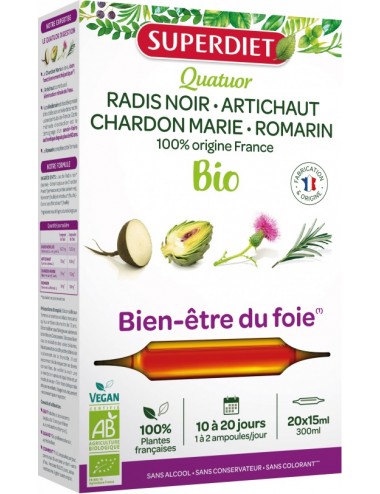 Super Diet Quatuor Bio Bien Être du Foie 20 ampoules