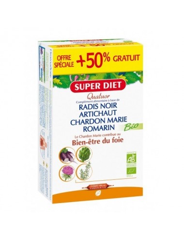 Superdiet Quatuor Digestion Bio 20 Ampoules + 10 Offertes