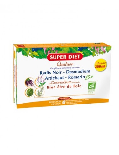 Superdiet Quatuor Digestion Bio 20 Ampoules + 10 Offertes