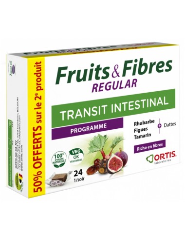 Ortis Fruits et Fibres Regular Lot de 2 x 24 Cubes à Mâcher